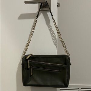 Olive Shoulder Bag with Gold Chain